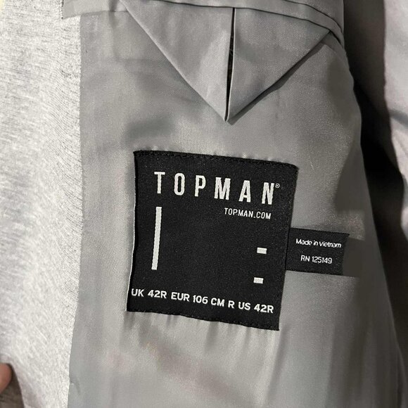 Topman Heather Gray Two-Piece Suit - 42R Jacket/34L Pants - Picture 2 of 13